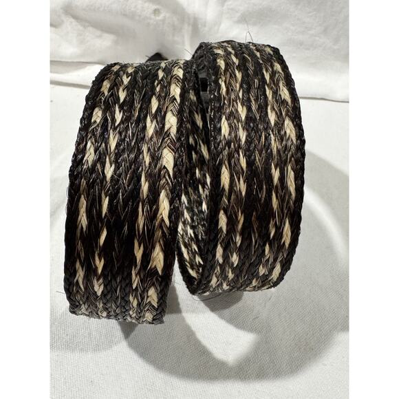 Vintage Horsehair Belt Mens Size 34 Black Leather Braided Unisex main image 7